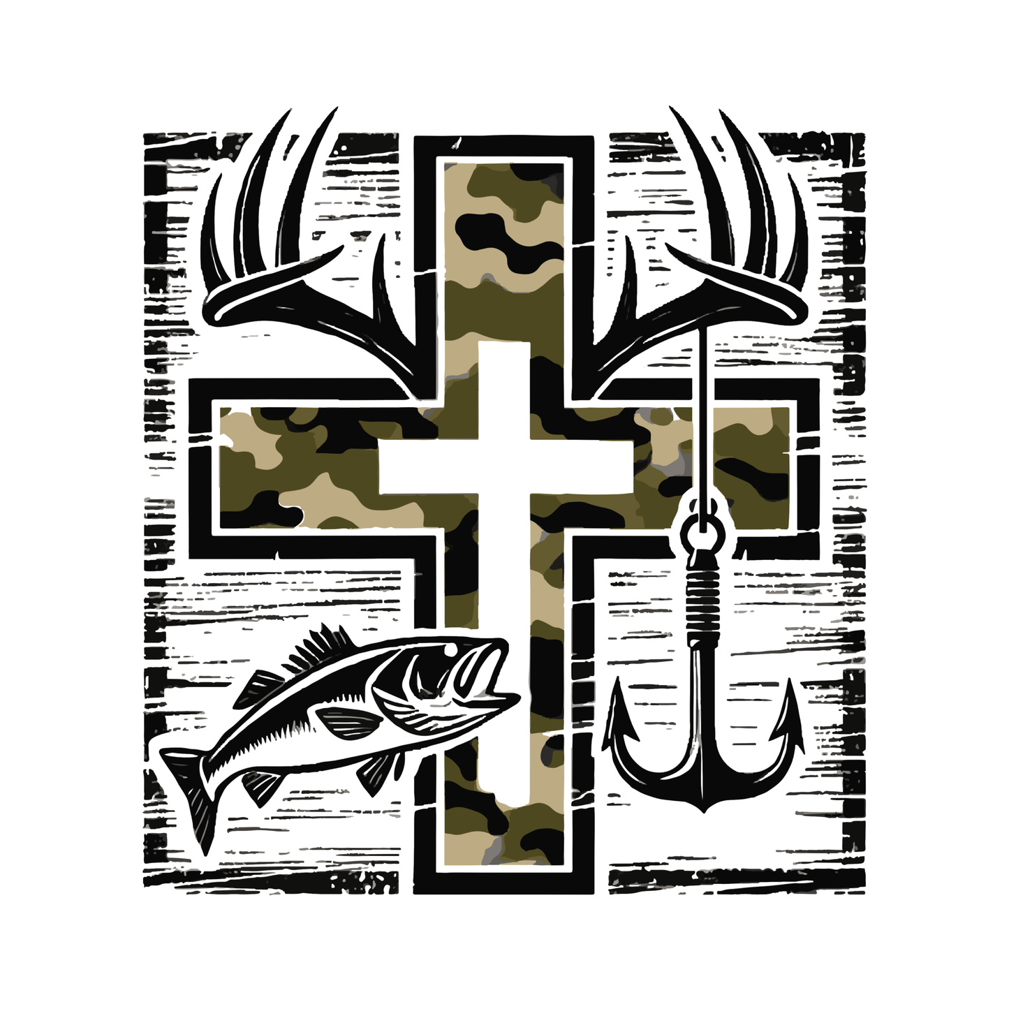 fisshing hunting cross